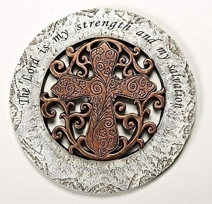 Roman Giftware Inc., Garden Collection, 12" D Cross Bronze Stepping,Religious, Inspirational, Durable (12x1x12)