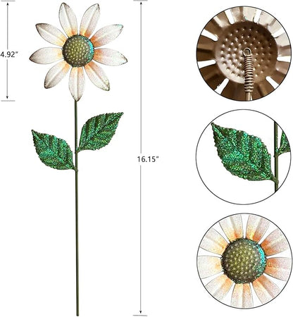 5Pcs Outdoor Metal Flowers for Outside - Decorative Garden Stakes with Sunflower Design, Spring Yard Art Decor for Lawn Porch Patio Fence | Metal Garden Decor Stakes.