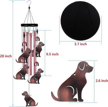 Outdoor Dog Wind Chimes Indoor Decor - Hand-Made Mobile Romantic Windcatcher, 28" Puppy Wind Chimes for Home, Balcony, Tree, Patio, Garden Decoration, Gift for Mom(4 Tubes, 5 Dogs)