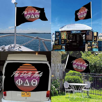 Swono Phi Delta Theta Synth Wave Elements Circle Sun Moon Outdoor Garden Flag - 3x5ft