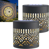 Decorative Solar Mandala Lights Outdoor, Solar Powered Metal Fence Light with Mandala Theme for Garden Post Patio Backyard Deck Step Wall Decor, Waterproof Windproof Durable Landscape (2Pcs Yellow)