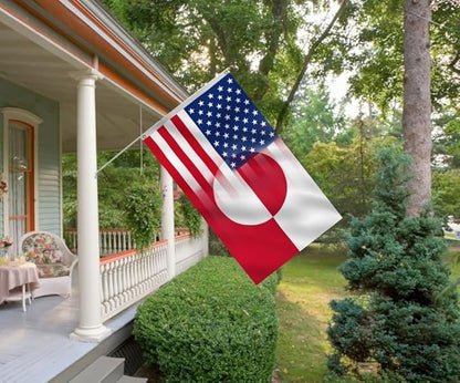 America Greenland Flag 3X5FT, USA Greenlander Friendship Flags, Both Sides Printed, Men Women Banner,Vibrant Colors, Double Stitched with 2 Brass Grommets, Bar Garden Street Decoration, GYM, Office Decor,Indoor Outdoor Use,Gifts. (Z-US-GL, 3x5ft)