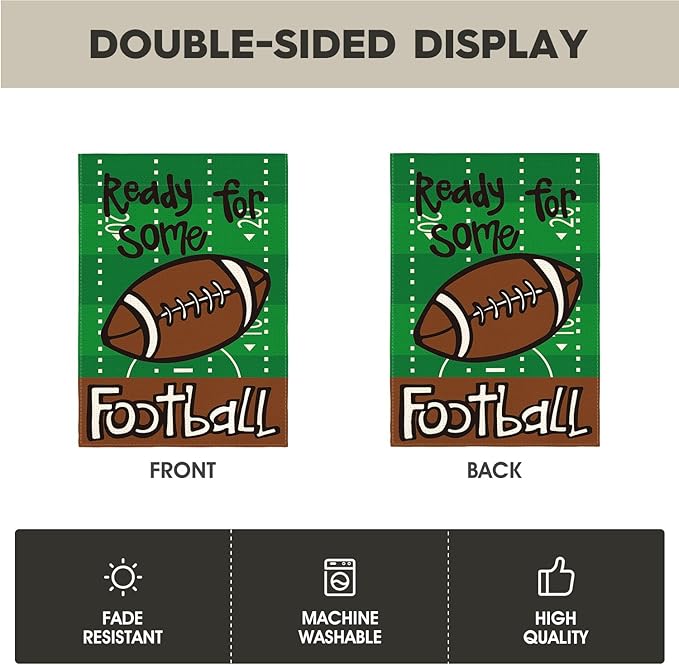 AVOIN colorlife Ready For Some Football Garden Flag 12x18 Inch Double Sided, The Big Game Sunday Yard Outdoor Flag