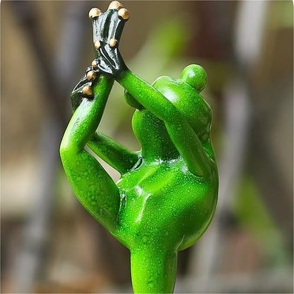 Cute Statues Frog Statue Outdoor Garden Sculptures for Yard Lawn Resin Animal Figurines Yoga Art Backyard Decor(Dancing)