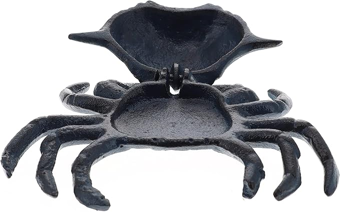 Top Brass Blue Crab Key Hider Figurine - Cast Iron with Secret Compartment - Indoor Trinket Box/Outdoor Garden Statue