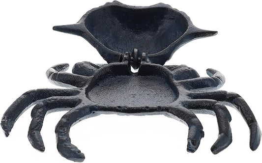 Top Brass Blue Crab Key Hider Figurine - Cast Iron with Secret Compartment - Indoor Trinket Box/Outdoor Garden Statue