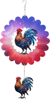 Rooster Hanging Wind Spinner Outdoor - 12 Inches Stainless Steel Wind Sculpture Aesthetic Wind Chime Chicken Farmhouse Art Ornaments for Garden Yard Balcony Patio Lawn Yard Decorations