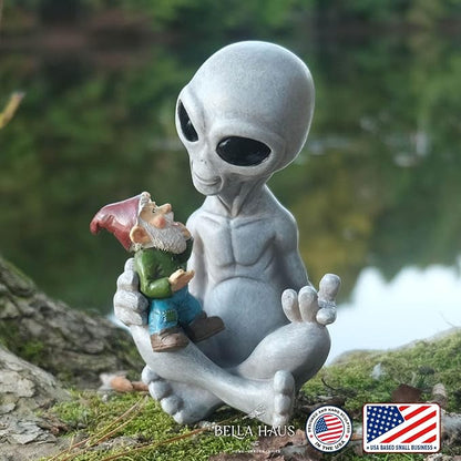 Andre' & Fritz Friendship Stories Alien and Gnome Garden Statue | Poly-Resin 6.5" h x 4" w x 3.5" d Outdoor Décor (Stories - Garden Statue)