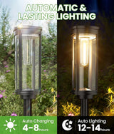 BITPOTT Solar Pathway Lights Outdoor, 4 Pack Bright Solar Powered Garden Lights Waterproof IP65, Long Lasting Outdoor Light for Yard Garden Walkway Landscape Lawn Patio