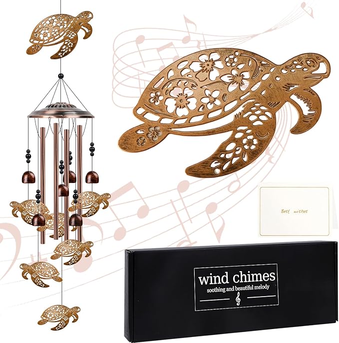 Sea Turtle Wind Chimes Gifts - Turtle Gifts for Men Women Mom Grandma, Sea Animal Wind Chimes for Outside, Birthday Housewarming Christmas Idea, Garden Patio Yard Decor