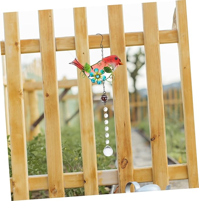 BESPORTBLE Creative Bird Figurine Hanging Decor Stained Glass Garden Statue for Outdoor Home Adornment Lifelike Iron Craftsmanship for Garden Patio Decoration