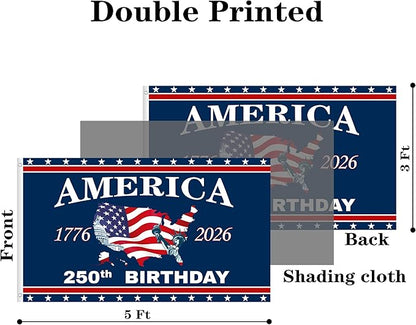 250 Anniversary USA Flag 3x5 Ft 2 Sided 3 Layers 250th Anniversary Flag We The People 1776-2026 250 Years Birthday Patriotic Decor for Outdoor Front Door Porch Wall (A)