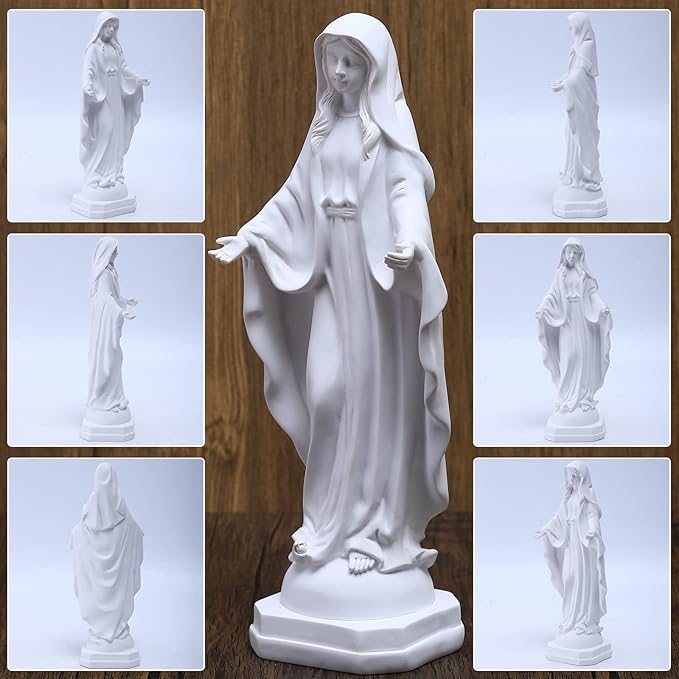 QIANLING 12-Inch Virgin Mary Statue Outdoor, Yard Decor Blessed Mary Outdoor Statue, Religious Outdoor Decor Sun Protection Mary Garden Statue, Suitable for Garden, Courtyard, Outdoor Graveyard Decor