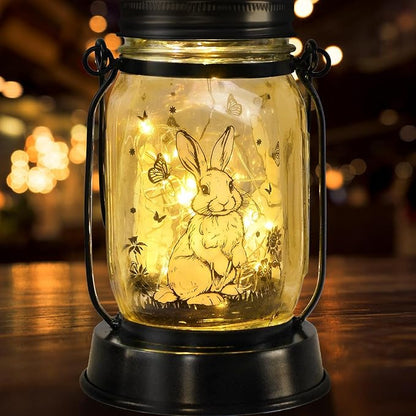 Bunny Gifts for Women/Men Bunny Lovers Solar Lantern Mom Birthday, Mothers Day, Christmas Gifts, Animal Solar Lantern Garden Decoration Lights Outside for Yard, Patio,Backyard,Porch, Torches