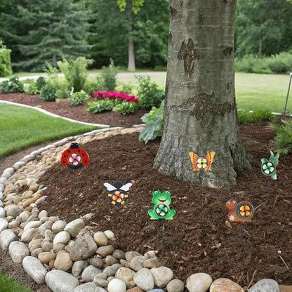 hogardeck Garden Decor for Outside, Metal Animal Pinwheels Decorative Garden Stakes for Spring Decor, Colorful Wind Spinners for Yard Art Outdoor Lawn Porch Pathway Decorations (HGMD-2249)