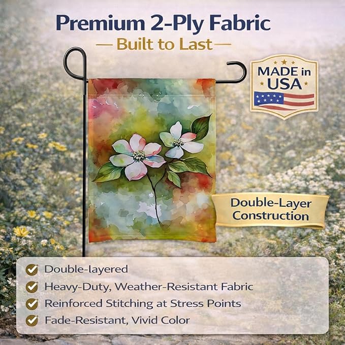 Caroline's Treasures Virginia American Dogwood in Watercolor Garden Flag Mailbox Flag Decorative Yard Flag Banner Outside Patio Artwork Yard Flower Beds, Garden Size, Multicolor