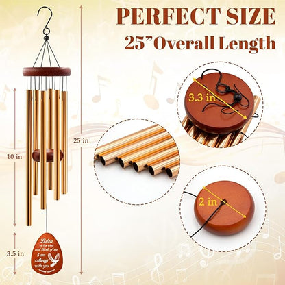 Wazzio Memorial Wind Chimes, 25" Sympathy Gifts for Loss of Loved One, Memorial Gifts for Loss of Mom Dad, Bereavement Gift Ideas for Garden Home Outdoors