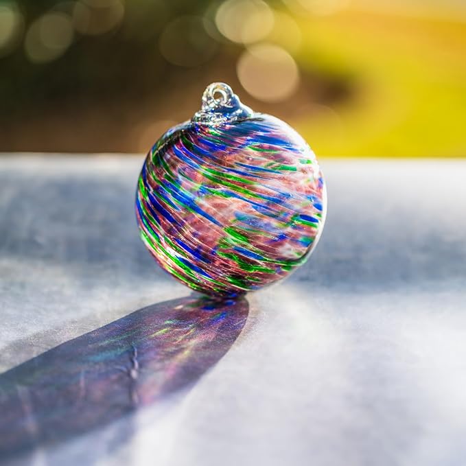 4”Christmas Balls, Gazing Balls Hanging Witch Balls, Hand-Blown Glass Ball Christmas Ornament for Window Outdoor Home Decor, Christmas Tree Decoration, Gifts for Women (Purple