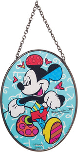 Enesco Disney Britto Mickey Mouse Walking Hanging Window Suncatcher, 5 Inch, Multicolor