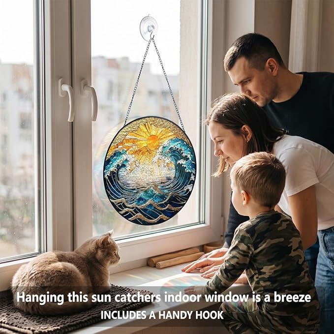 Stained Glass Window Hanging,suncatcher Stained Glass kit,Stained Glass Ornament, Garden suncatchers for Windows Hanging,Window Decor or Indoor,Gifts for Women, Lovers, Couple, Friends