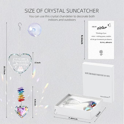 Sister Gifts, Birthday Gifts for Sister, Crystal Suncatcher, Window Hanging Home Decoration, Unique Gift for Sister Birthday