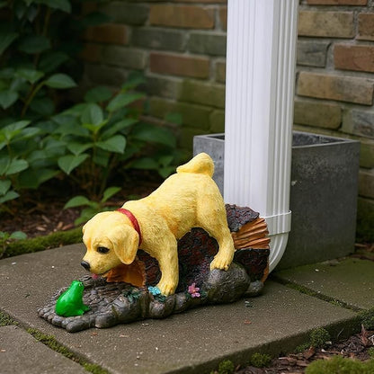 Elenon Dog Decorative Gutter Downspout Extension Statue, Gutter Guardian Rain Downspout Splash Block Outdoor, Garden Rain Downspout Extender for 3" × 4" Downspouts Decor