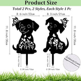 CREATCABIN 2Pcs Black Dog Stake Metal Dog Garden Decor Art Dog Silhouette Statues Garden Decorative Dog Ground Insert Lawn Ornaments for Outside Outdoor Dog Lover Gifts 8.6/8.3x11.8Inch