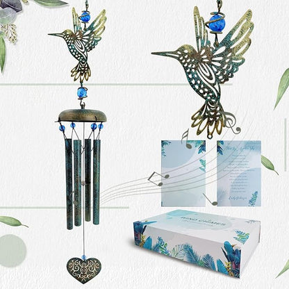 ASTARIN Hummingbird Wind Chimes Outside Unique Hummingbird Gifts All Metal Wind Chimes for Love One Gifts for Mom, Grandma, Daughter, Decoration for Home, Garden, Patio, Backyard.(29”)