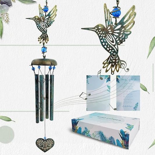 ASTARIN Hummingbird Wind Chimes Outside Unique Hummingbird Gifts All Metal Wind Chimes for Love One Gifts for Mom, Grandma, Daughter, Decoration for Home, Garden, Patio, Backyard.(29”)