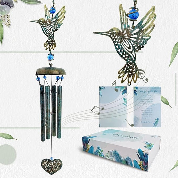 ASTARIN Hummingbird Wind Chimes Outside Unique Hummingbird Gifts All Metal Wind Chimes for Love One Gifts for Mom, Grandma, Daughter, Decoration for Home, Garden, Patio, Backyard.(29”)