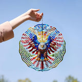 10 Inch 3D Flag Eagle Wind Spinner, Unique Metal Hanging Kinetic Wind Sculpture Gifts for Women Mom Grandma Wife, Outdoor & Indoor Decorations, Yard and Garden Ornament