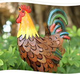 Metal Rooster Decor， Chicken Animal Yard Art Lawn Ornament Figurines Artwork for Outdoor, Patio,Backyard and Home Kitchen Decoration (Brown)