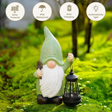 Gnome Statue with Solar Lantern - 4.92L x 9.92H Garden Figurines for Home and Garden Decor, Gnome Decorations Gift Ideas, Gifts for Women Mom