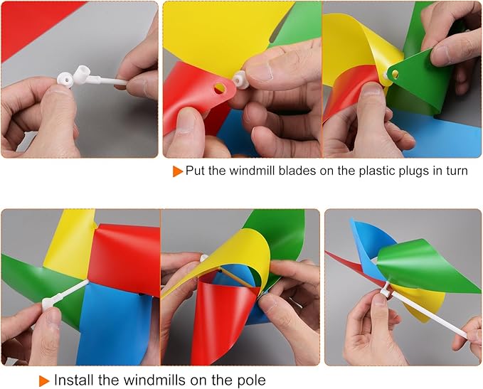HARFINGTON 50pcs Windmills for The Yard Garden 15" x 7.5" 4 Leaves Pinwheels Wind Mills Spinners Windproof Waterproof Bird Devices with Stakes for Patio Decor, Green