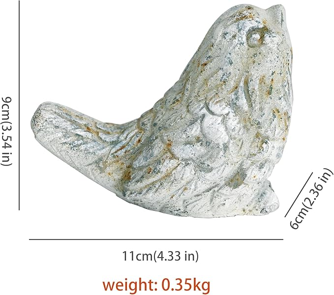 BIG FORTUNE Outdoor Bird Statues Bird Decor Figurines for Home Cement Bird Sculpture for Patio Yard Lawn Ornament, Indoor Outdoor Stone Bird Decorations Statue 1pc
