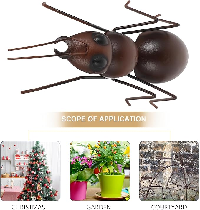 OSALADI Large Iron Craft Ant Statue Ornament for Garden Balcony Lawn Decoration Handcrafted Metal Figurine with Fine Texture Cartoon Style Tabletop Adornment for Outdoor Patio