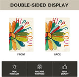 AVOIN colorlife Hippie Soul Sunflower Garden Flag 12 x 18 Inch Double Sided Outside, Peace Sign Floral Retro Yard Outdoor Decoration