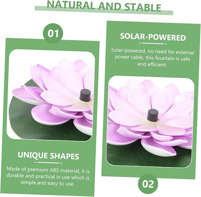1Set Water Lily Solar Fountain Outdoor Solar Powered Fountain for Garden and Pool Decoration Easy to Clean Durable Design for Beautiful