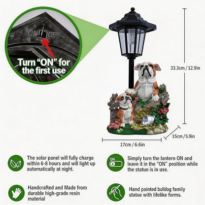 Bulldog Solar Lights Outdoor Garden Decor Waterproof Resin Dog Statues Yard Art Gifts Patio Lawn Pathway