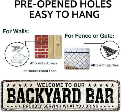 Funny Backyard Signs and Decor Outdoor Pool Decor, Outdoor Bar Signs Beer Sign Poop Deck Decor, Welcome to Our Backyard Bar Sign 4x16 Inch