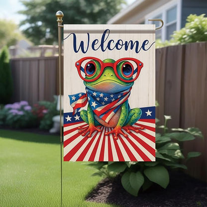 Spring Summer Garden Flag 12x18 Inch Patriotic Highland Cow American Flag Floral Farm Animal Design Outdoor Yard Porch Lawn for Seasonal Farmhouse Country Home Decor