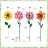 Wind Spinners Garden Decor,4 Pack Colorful Flower Garden Stakes for Outdoor Decorations,Metal Wind Spinner Yard Stake for Patio,Lawn