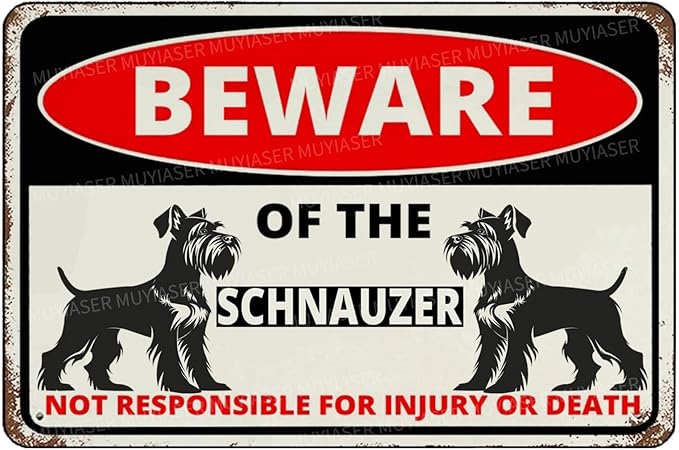 Beware Of The Dog Schnauzer Sign Aluminum Metal Tin Signs Outdoor Yard Sign Warning Sign For Fence Yard Home Kitchen Farm Garden Wall Decor 8x12 Inch