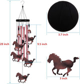Outdoor Horse Wind Chimes Indoor Decor - Hand-Made Mobile Romantic Windcatcher, Horse Chimes, 28" Horse Wind Chimes for Home, Balcony, Tree, Patio, Garden Decoration, Gift for Mom(4 Tubes, 5 Horses)