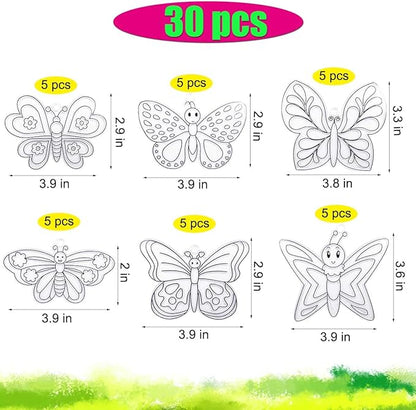 30 Sets Suncatcher Kit Butterfly Suncatchers Window Art Paint Sun Catcher DIY Craft Kits Butterfly Suncatcher Kit for Outdoor Spring Summer Decoration Home Activity Art Project Birthday Party Favors