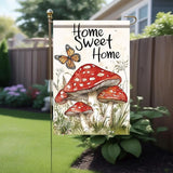 Mushroom Garden Flag 12x18 Inch Double Sided Spring Summer Welcome Mushroom Yard Flag Seasonal Farmhouse Decor Garden Lawn Yard Outdoor Decorations