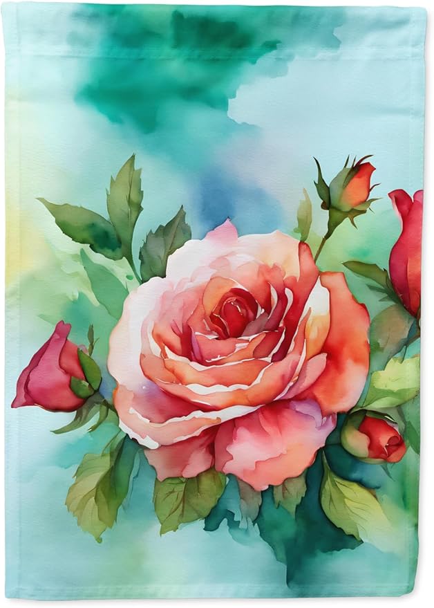 Caroline's Treasures Oklahoma Roses in Watercolor Garden Flag Mailbox Flag Decorative Yard Flag Banner Outside Patio Artwork Yard Flower Beds, Garden Size, Multicolor