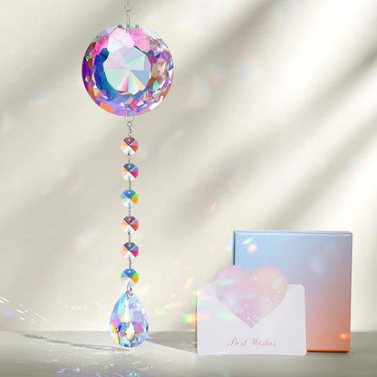 Crystal Suncatcher Ornament, Hanging Decoration with Gifts Box and Card, Perfect for Momter's Day Home Decor Window Christmas Birthday Gifts for Women Her Crystal Decor