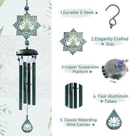 Spiritual Wind Chime, Metal Hanging Wind Chimes for Outside Inside, Zen Windchime with Calming Sound for Yard, Balcony, Yoga Room