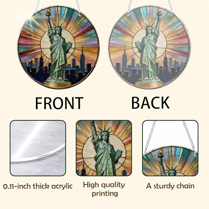 Statue of Liberty Sun Catcher, Statue of Liberty Acrylic Windows Hanging, Acrylic Wall Outdoor Garden Decor, Window Hanging American Patriotic Suncatcher, American Gift